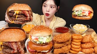 SUB)Burger King Pattyx4 Maximum, Chicken King Burger, and Side Menus Mukbang Asmr