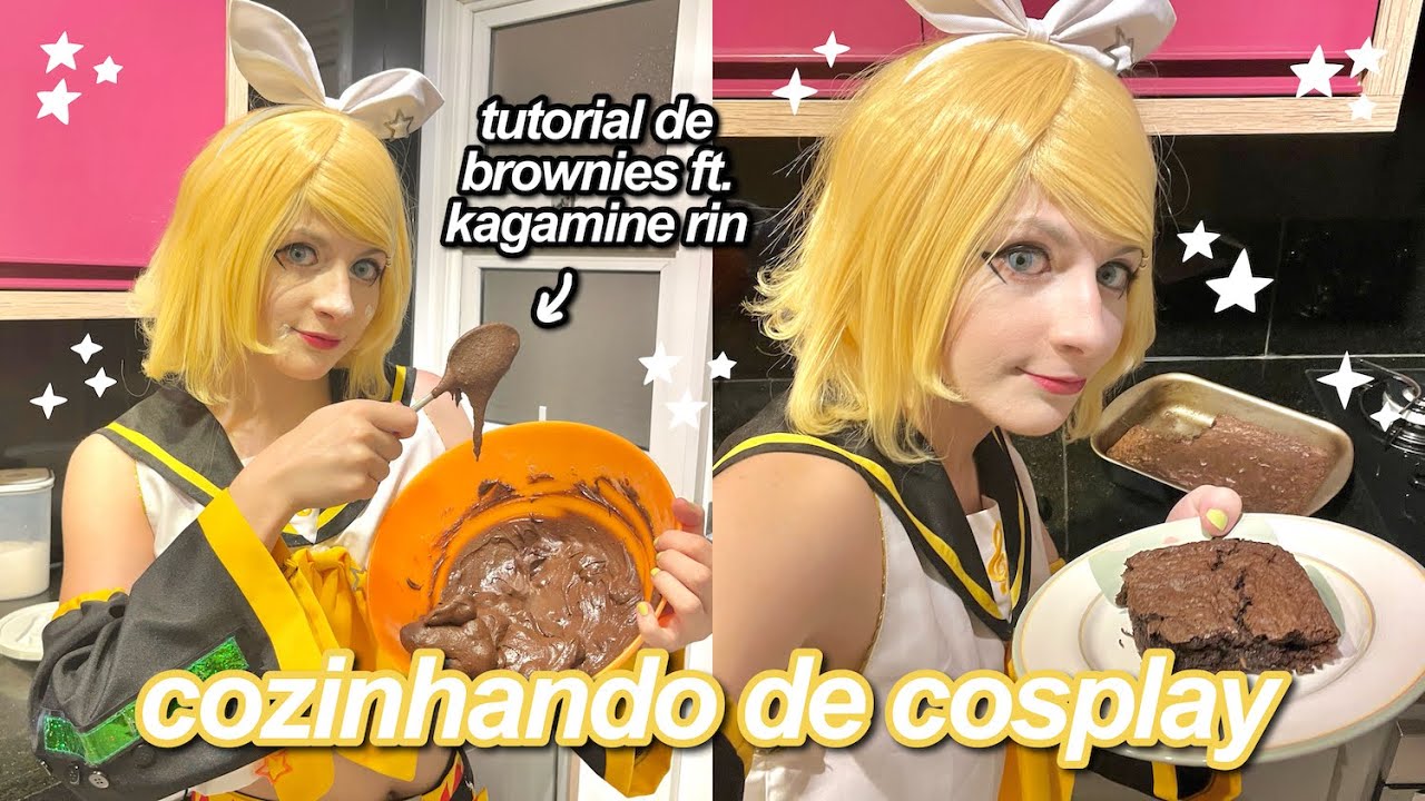 Cozinhando de cosplay! ♡ Fazendo brownies com a Kagamine Rin