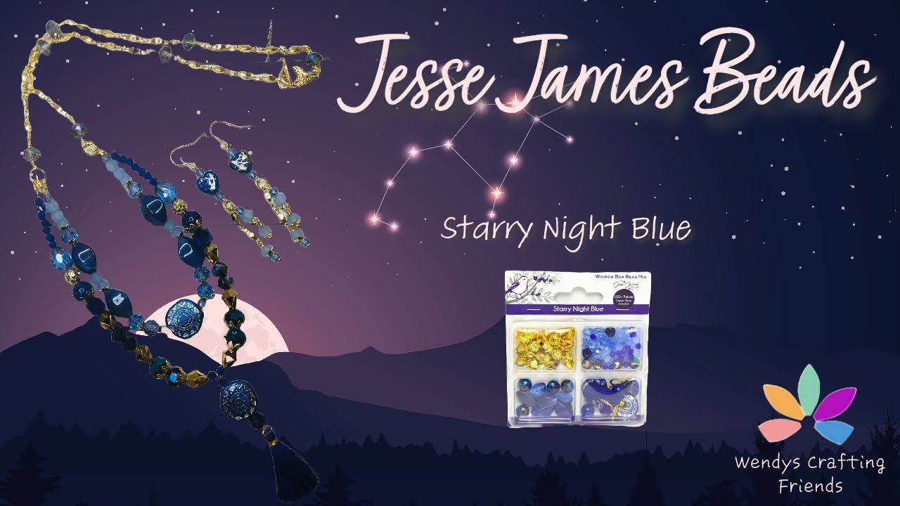 Jesse James Beads Window Box set Starry Night Blue   Let's make a necklace and earrings!