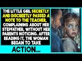 SHE DISCREETLY PASSED A NOTE TO THE TEACHER. AFTER READING IT, THE TEACHER BEGAN TO TAKE ACTION...