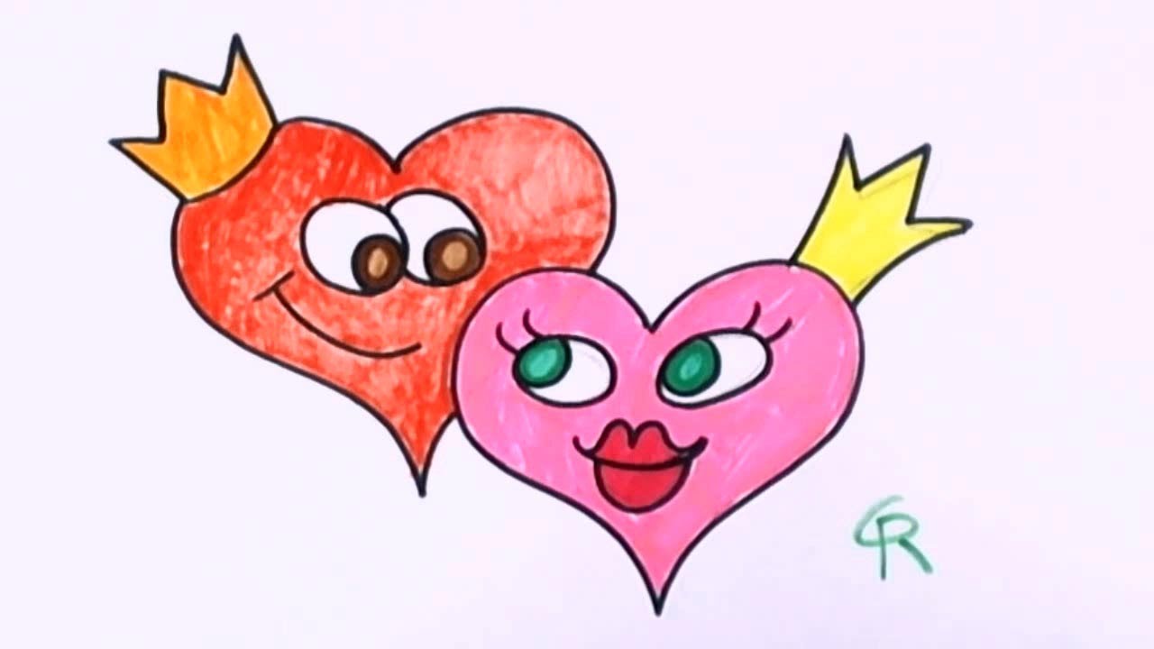 How To Draw Hearts With Character King Of Hearts And Queen Of