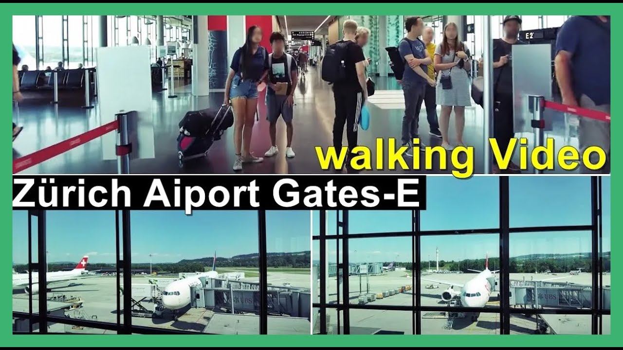 Zurich Airport GatesE walking video / Rundgang beim Flughafen Zürich Gates E, Schweiz 2022