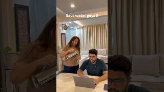 Save Water 💧 #husbandwife #funny #comedy #couple #youtubeshorts #ytshorts