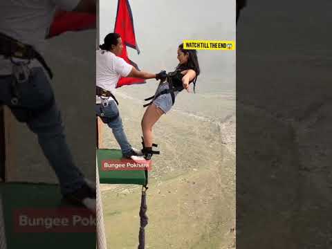 Brave Nepali Girl Bungee Jump😱😱 Pokhara Nepal 🇳🇵 #shorts