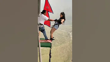 Brave Nepali Girl Bungee Jump😱😱 Pokhara Nepal 🇳🇵 #shorts