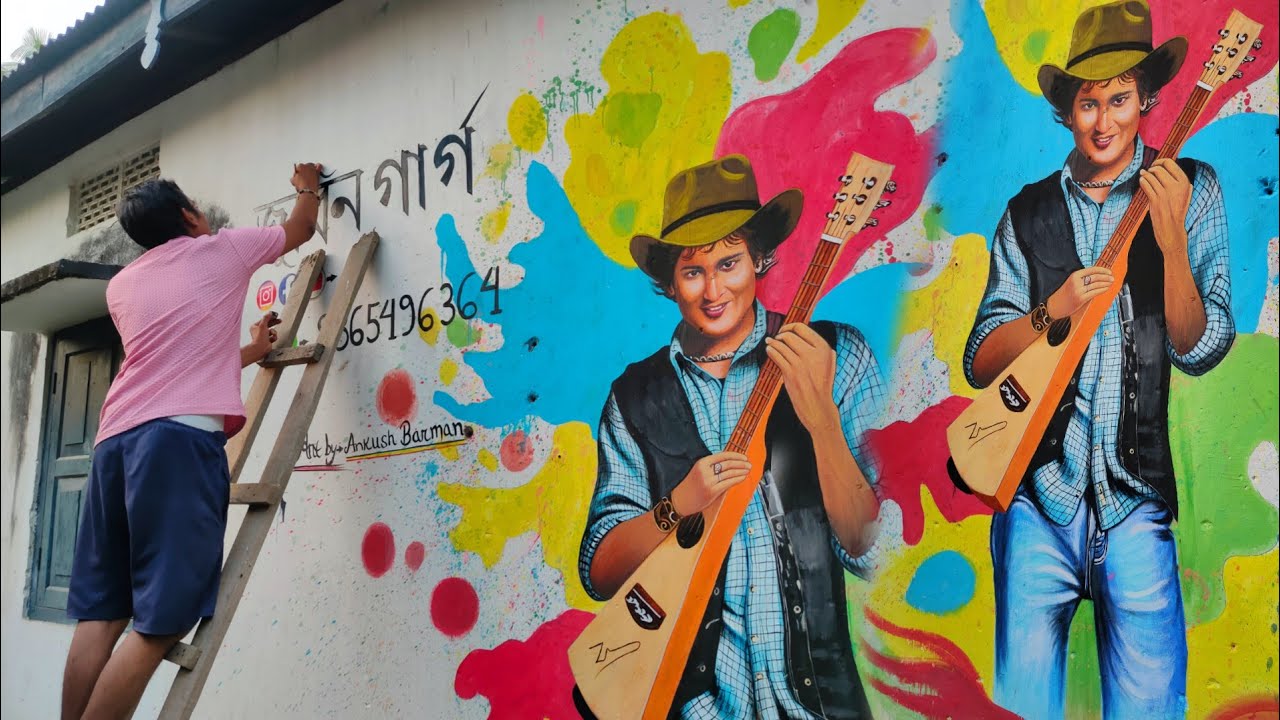 😱First Time Zubeen Garg Painting 🖌️ in Big Wall 🧱.|zubeen garg drawing|zubeen garg art drawing|