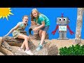 Assistant Pretend Play with a fun Robot Play Date at the Park with Crystal