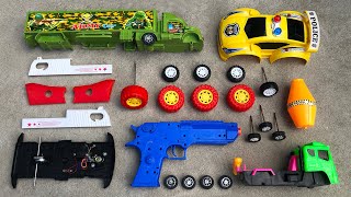 Satisfying Toy Assemble Army Truck, Offroad Police Car, Mixer Truck & Captain America Pistol