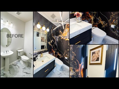 Extreme Bathroom Transformation From Start To Finish : Powder Room Makeover & Tour | Omabelletv