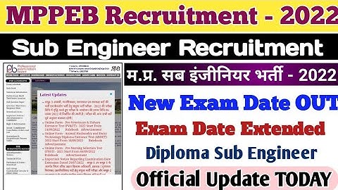 MP Sub Engineer Exam Postponed | Sub Engineer Exam Date Change | MPPEB Latest News | Vyapam Updates