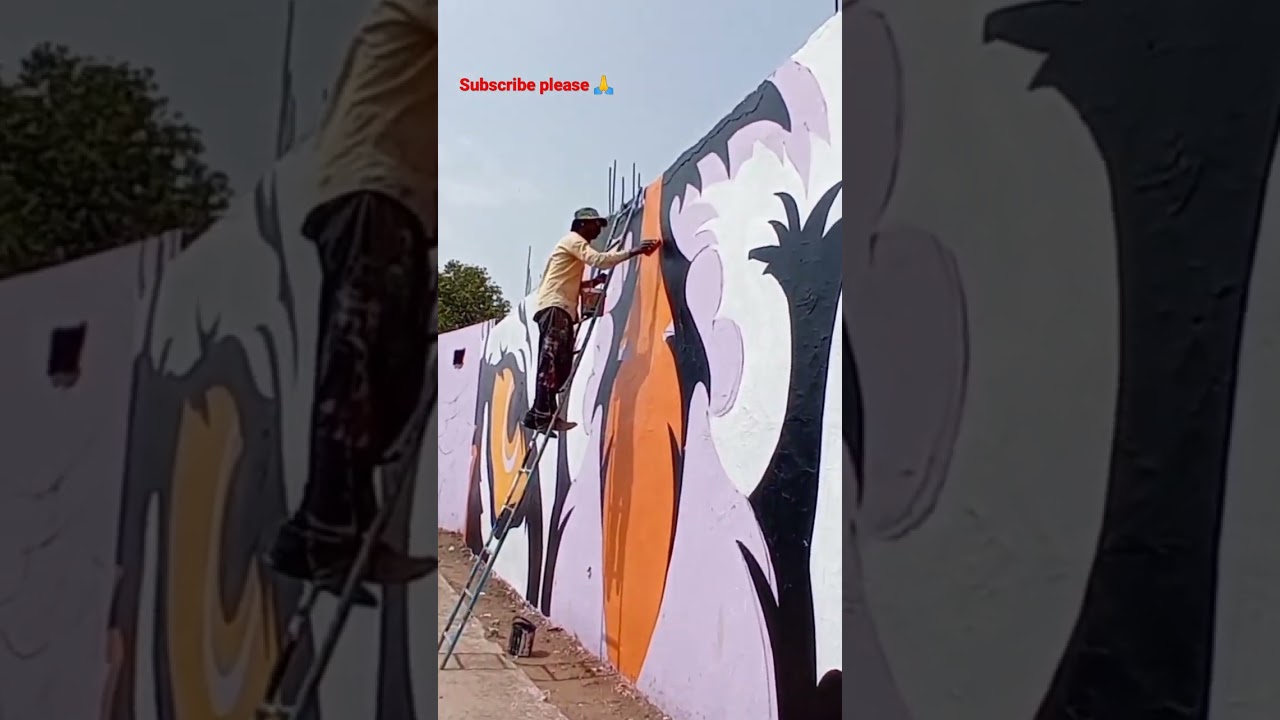 Big tiger painting / shorts / reels / street art / respect 