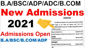 BA/BSC/ADP/ADA/ADS/ADC/B.COM New Admissions 2021 Open Send Admissions Forms Date Notification KU
