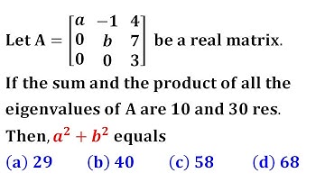 sum and product of eigenvalues trace determinant IIT Jam 2014 linear algebra