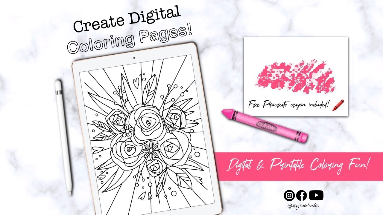 Download Create Digital Coloring Pages in Procreate! BONUS: FREE ...