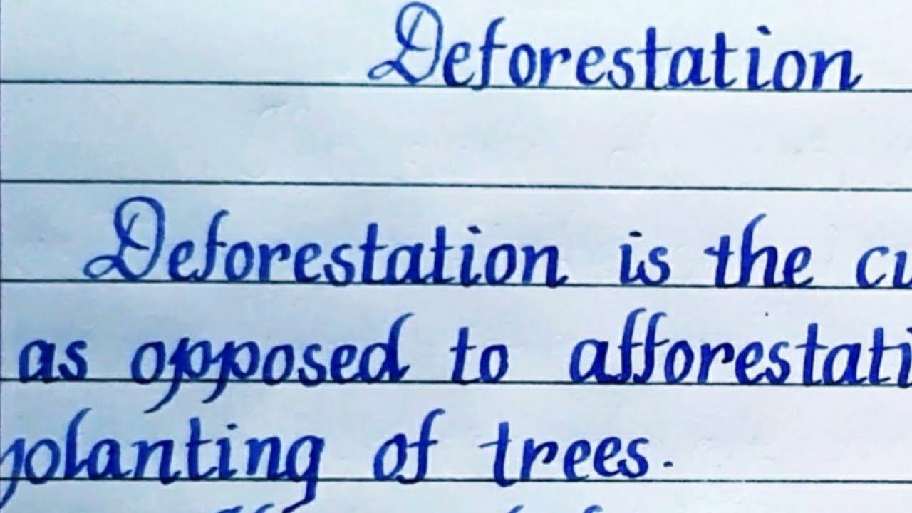 Essay On "Deforestation" writing English writing handwriting