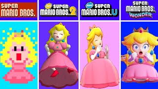 Evolution of Princess Peach Dying Game Over Screens Super Mario Games And Fan Mod Games (1985-2024)