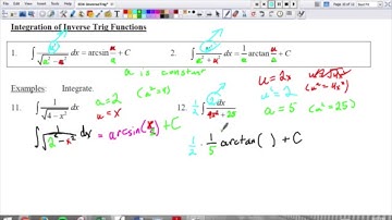 6-2 Inverse Trig Functions Part 2: Integration