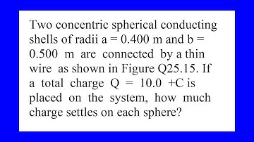Two concentric spherical conducting shells of radii a 0.400 m and b 0.500 m are connected by a th...