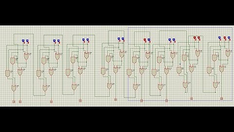 8 bit adder circuit and simulation on Proteus