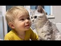 Adorable baby falls in love with the cutest kitten