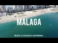 MALAGA - BEACH, ALCAZABA &amp; CATHEDRAL - 4K DRONE