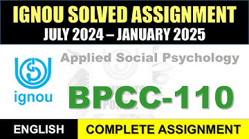 BPCC 110 Solved Assignment 2024-25 || bpcc-110 solved assignment in English || July 2024 to Jan 2025
