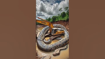 A touching rescue - Excavator vs Python #ai #shorts #nature #shortsfeed