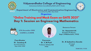 Day 1: GATE Training - Engineering Mathematics | Department of ECE | VVCE | Mysuru