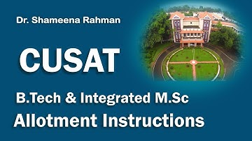 CUSAT Admission Allotment Instructions || CUSAT Admissions 2020 || Malayalam || Dr Shameena Rahman