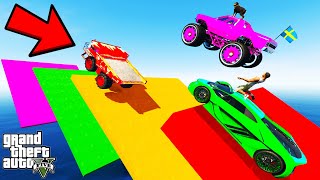 FRANKLIN TRIED IMPOSSIBLE SLAB HILL JUMP MEGA RAMP PARKOUR CHALLENGE GTA 5 | SHINCHAN and CHOP