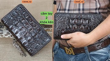 Cầm tay 2 khóa kéo da cá sấu giá tại xưởng || Hàng có giấy tờ nguồn gốc da cá sấu