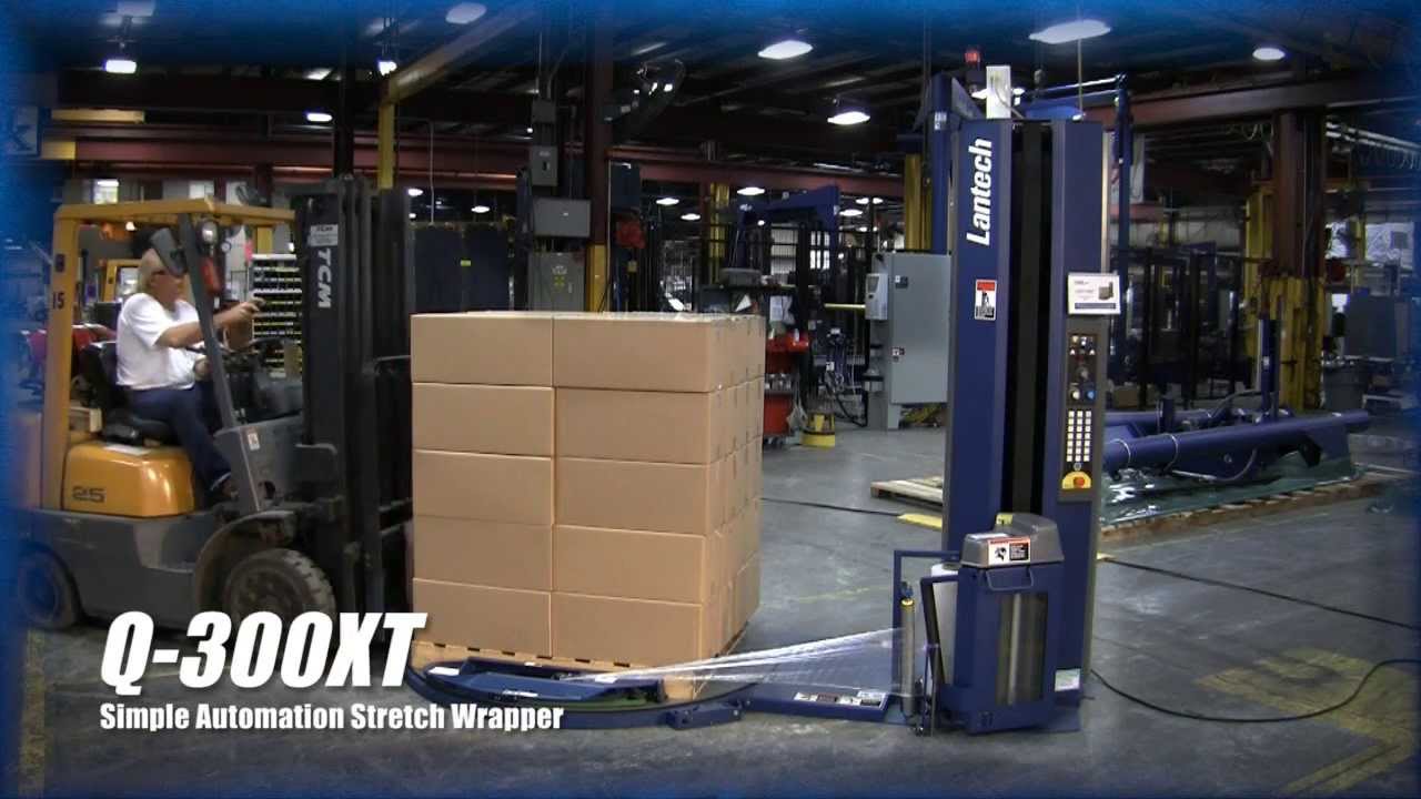 Lantech Q300XT Semi-Automatic Stretch Wrapper - YouTube