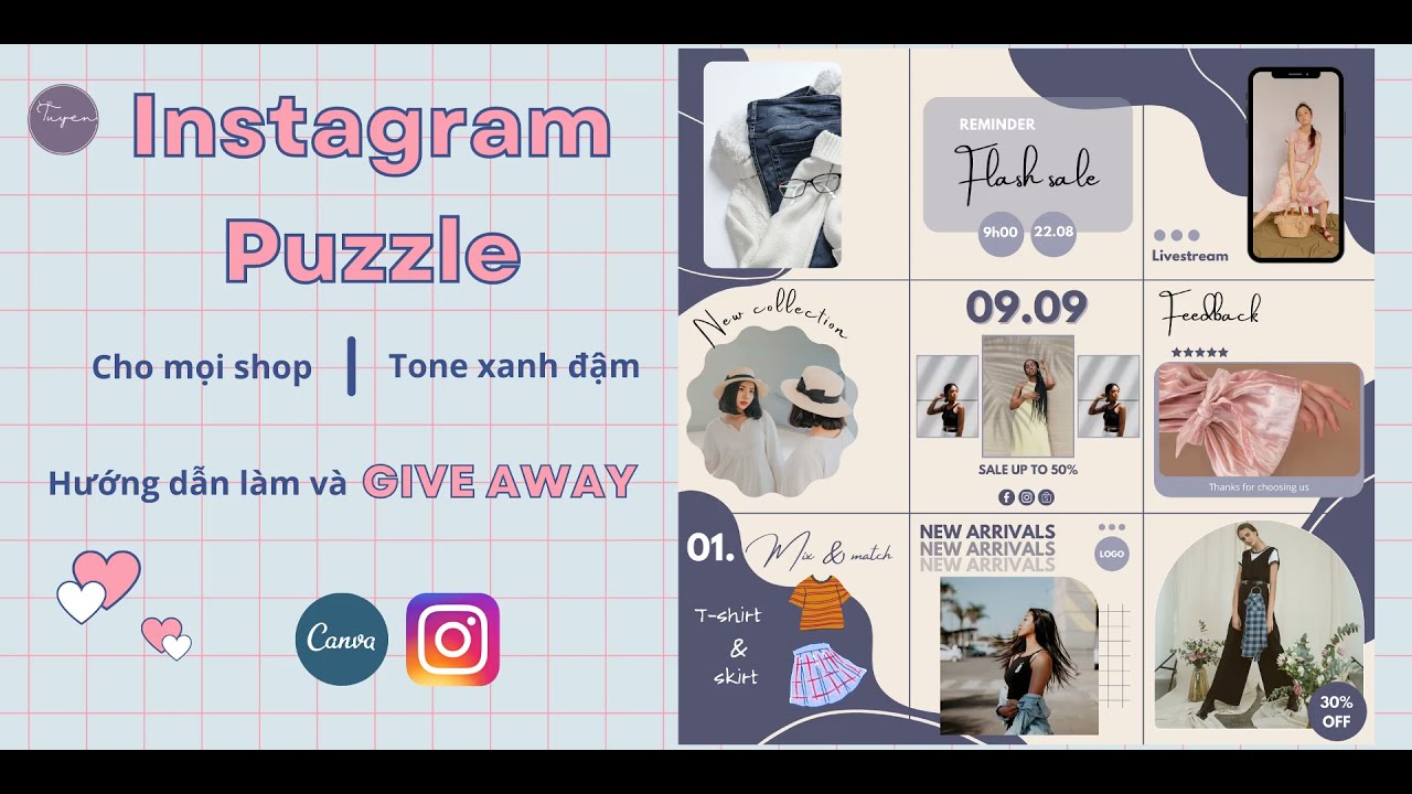 canvas template  New  INSTAGRAM PUZZLE: Hướng dẫn thiết kế Instagram template bằng Canva