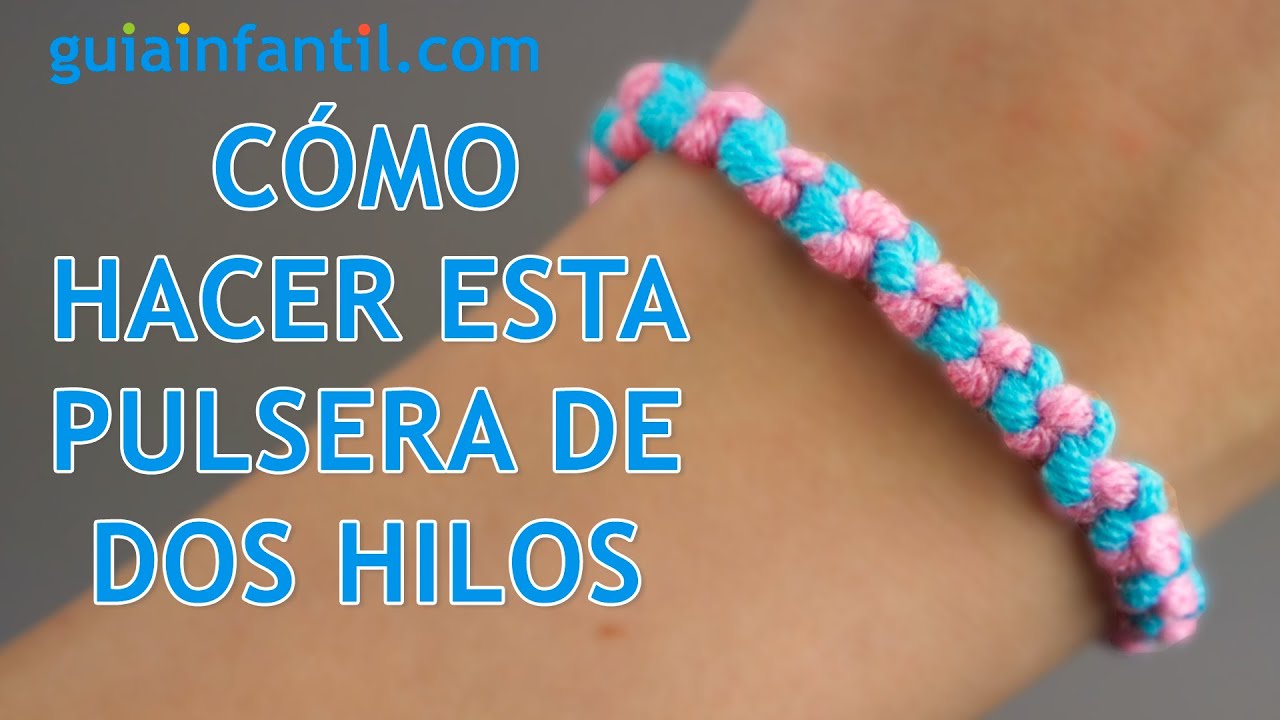 PULSERA de lana bonita y fácil para niños ✨ Paso a paso para hacer  brazalete de nudos con 2 colores 