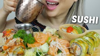 SUSHI ASMR *Spicy Red Dragon Roll, Spicy Salmon Sashimi with Caterpillar Roll Relaxing Eating Sounds