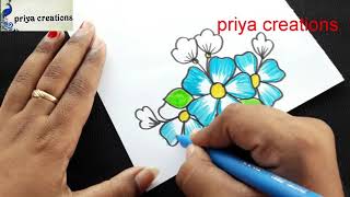 How To Draw Flower Border Design For Project Work/Saree Border Design