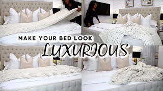 BEDROOM DECORATING IDEAS : HOW TO STYLE, LAYER & MAKE YOUR BED COZY & FLUFFY | OMABELLETV