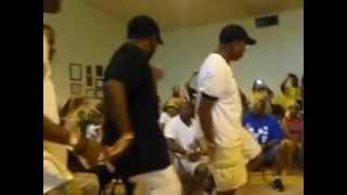 Alpha Phi Alpha Fraternity Beta Nu Lambda Chapter strolling at Panhel Picnic in Charlotte