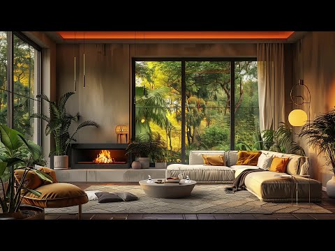 Fresh Morning in Cozy Rainforest Apartment and Smooth Jazz Music - Piano Jazz Background Music