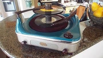 V-M 920 record changer playing a stack of 45 RPM  7" records