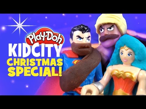 Play Doh Kidcity Christmas Superhero Nativity W Imaginext Batman Toys Avengers Paw Patrol Wwe Youtube - roblox super hero tycoon building superman s fortress kidcity
