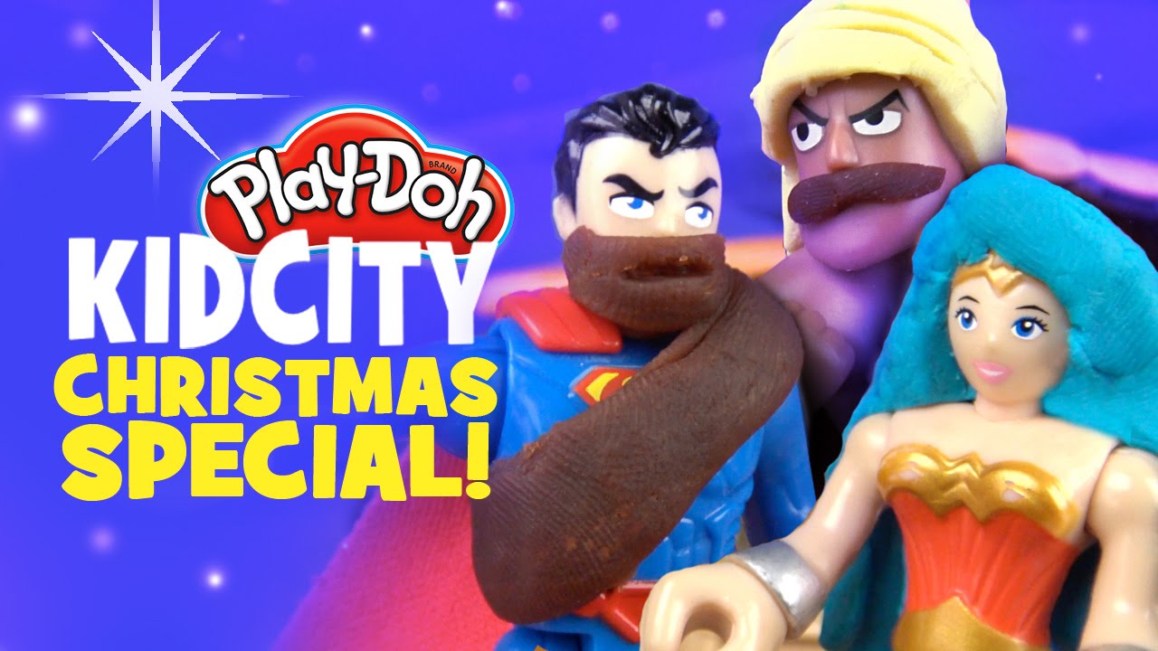Play Doh Kidcity Christmas Superhero Nativity W Imaginext Batman Toys Avengers Paw Patrol Wwe Youtube - roblox super hero tycoon building superman s fortress kidcity