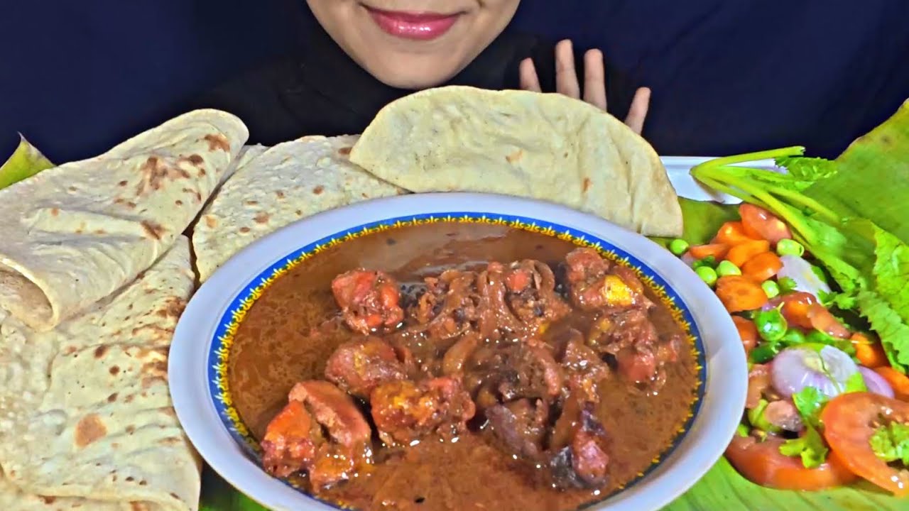 Roti With Chicken Curry, Salad *MINI MUKBANG 