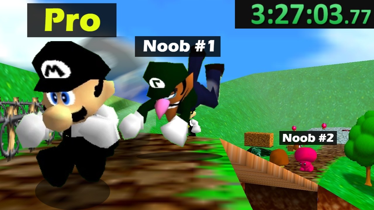 Mario 64 Pero 2 Noobs Me intentan CAZAR