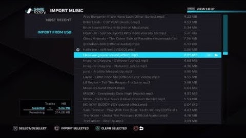 Importing music into sharefactory