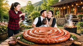 How Traditional Sausages Are Made | Seasoned and Hung Over the Kitchen Fire in Village Life