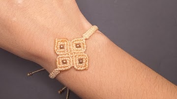 Como fazer pulseira Macrame com flor macrame/Tutorial passo a passo completo.