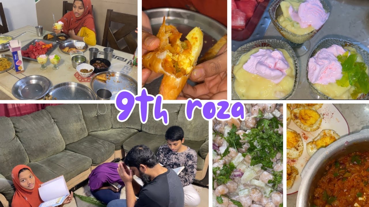 9th roza with egg Manchurian samosa | Kabul Channa sprouts | custard with strawberry ice