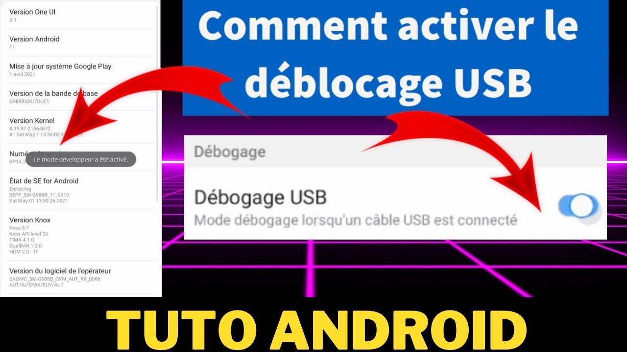 Comment activer le débogage USB sur un Samsumg ou un autre appareil