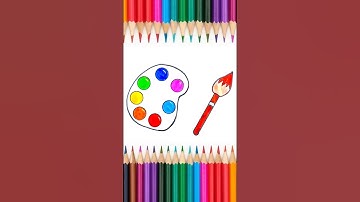 🎨 How to Draw Colour Palette and Brush | | Easy Drawing for Kids